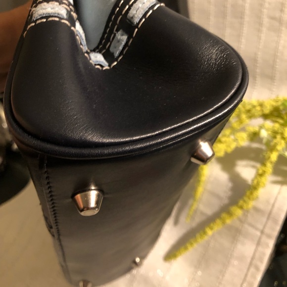 Coach blue suede and leather satchel - Picture 6 of 9